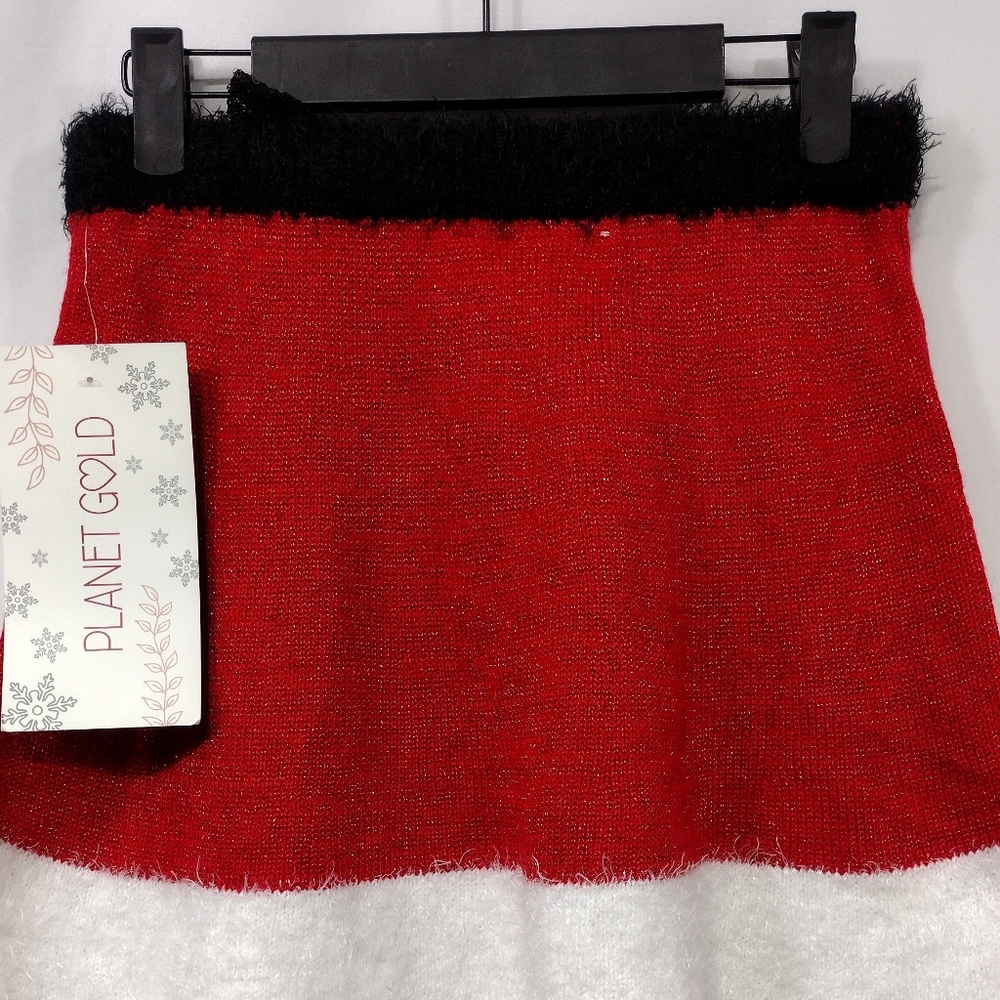NWT Planet Gold Santa Knit Mini Skirt Women's XS Red White Christmas Holiday - Picture 6 of 7